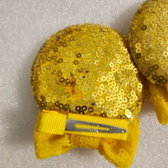 Minnie Mouse Belle Beauty & the Beast Disney Sequin Pig Tail Hair Clips Dress Up - Picture 3 of 3